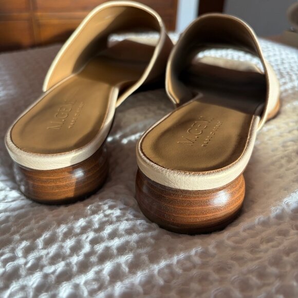 M.Gemi Made in Italy Leather Slide Sandals 42 Beige Square Toe Block Heel Mule - Picture 7 of 10